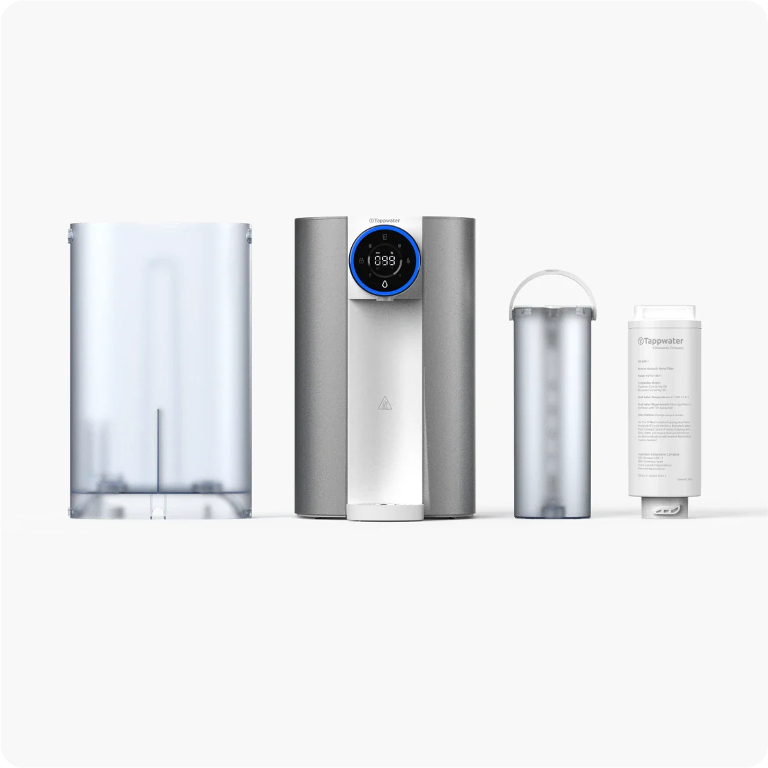 Components of the Countertop RO SMR™ water purifier for countertops