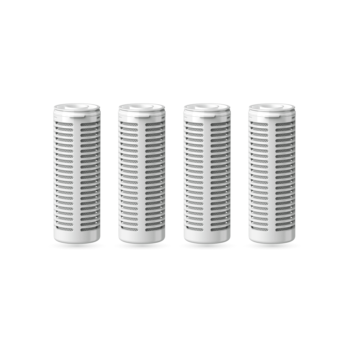 Four metallic filter frames on a white background
